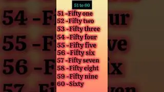 Number notation 51 to 60 | number name in English.| Numbers 51 to 60