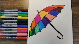 Umbrella 🏖️ drawing step by step||Easy drawing||#drawing #umbrella #colors