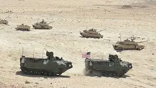 Dozens of M1A2 Abrams Tank Perform Preparatory Maneuvers for Live Fire Training during Bright Star23