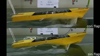 Semi-planning hull - with and without stern flap / Casco de semiplaneo - con y sin flaps de popa