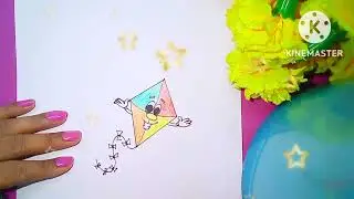 Colourful kite has face || Easy way to draw colorful kite.#kite #kites #kiteflying