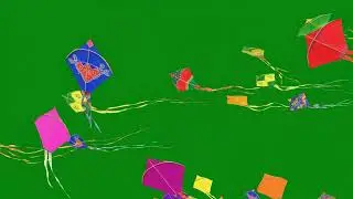 Colorful Basant Kites Flying &ndash; Green Screen 01