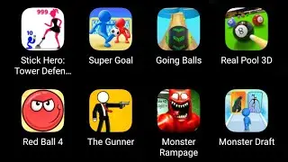 Stick Hero: Tower Defense, Super Goal, Going Balls, 3D Pool Ball, The Gunner, Red Ball 4