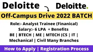 Deloitte Again Hiring  2022 BATCH | New Role | 6 LPA Salary | Mechanical | Civil | CSE | IT | ECE