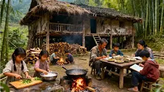 【一家七口隐居深山】妈妈不在家，孩子们主动下厨做饭，不愧是妈妈的小棉袄#农村生活#vlog