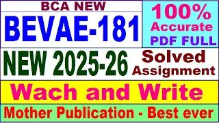 BEVAE 181 solved assignment 2025-26 in English || bevae 181 solved assignment 2026 || bca bevae181