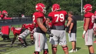 8/18 UGA fall camp: Offensive line during practice