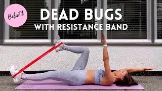 Dead Bugs w Resistance Band BelaFit Detailed Exercise Review. Core and Abs workout for women.