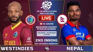 NEPAL VS Westindies 25TH MATCH LIVE SCORE & COMMENTARY || T20 WORLD CUP  | NEP vs Wi 2nd Inning