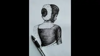 Woman drawing.. with Black pointer# drawing Maoo Art #sketch