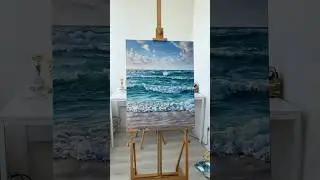 Seascape oil painting 💙 #paintingprocess #oilpainting #seascape #artwork #artprocess #artlovers