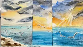 How to painting Seascape with dramatic sky in Watercolour 2023 Livingcrafts demo