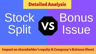 Difference between Bonus Share and Split| Impact on shareholder's equity & Balance sheet of company