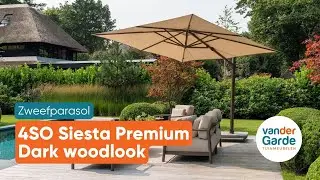 4 Seasons Outdoor Siesta Premium zweefparasol | Dark woodlook | Van der Garde Tuinmeubelen