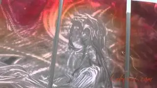 Silver Metal art red painting Original wall decor by: Lubo Naydenov
