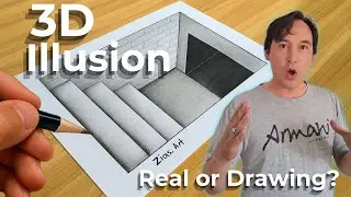Невероятный 3D-рисунок лестницы! Выглядит настолько реалистично, что вы засомневаетесь в своих гл...
