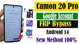 Tecno Camon 20 pro Frp Bypass||tecno camon20 pro Android 14 google account frp bypass new method