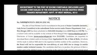Wb excise Constable Main exam official exam date out