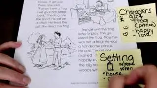 Using the illustrations to understand the characters, setting, and plot of a story