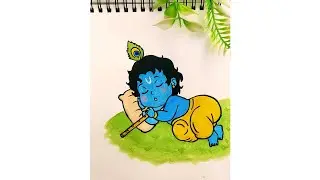 Bal Krishna Sleeping Drawing/Little Krishna Art 