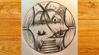 Draw a lake view scenery from my residential window. #drawing #bestscenery #eas #drawingideas