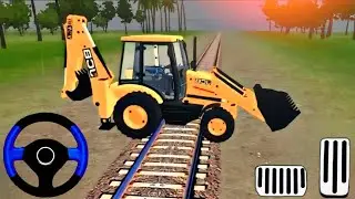 🚜 JCB Train Track Stunt | Heavy Machine on Railway Track | JCB GamePlay