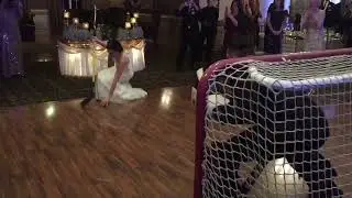 Hockey Bride and Groom wedding entrance