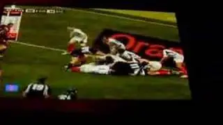 watching rugby France vs. Scotland in a pub