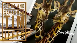 LIVESTREAM | Zimba & Savannah the Giraffes | Tim Jeffs Vol.2| Kuretake & Prismacolor