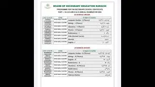 karachi board date sheet 2022
