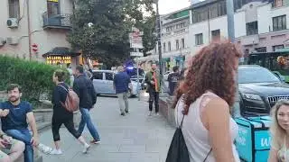 walking on the metekhi bridge in the tblisi town