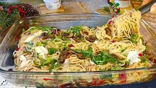 Макароны с грибами и руколой из духовки за 10 минут. ОЧЕНЬ вкусно и ОЧЕНЬ быстро!