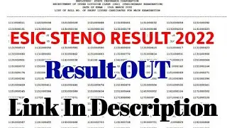 ESIC steno RESULT 2022 | esic steno result | esic udc steno result | #ESIC steno cut off | #esic