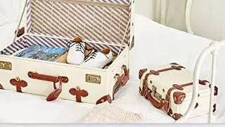 CO-Z Vintage Luggage Set, Hardside Suitcase with Spinner Wheels TSA Lock and Carry On Briefcase