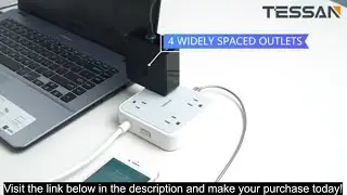Power Strip with 3 USB Ports, TESSAN 5 ft Extension Cord Flat Plug with 4 Outlets, Indoor Desk Charg