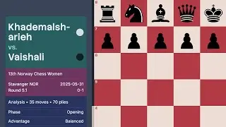 Khademalsharieh vs Vaishali &mdash; 13th Norway Chess Women 2025 (Round 5.1)