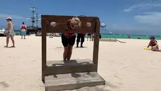Pirate spanks woman whilst kids watch mortified!!