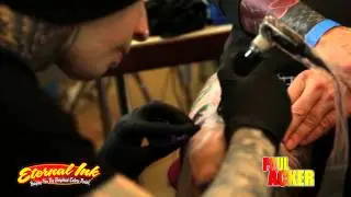 Paul Acker tattooing with Eternal Ink