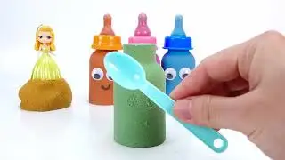 ASMR &ndash; Cara Membuat Rainbow Milk Bottle Cake dengan Kinetic Sand & Ball Cutting** ✨