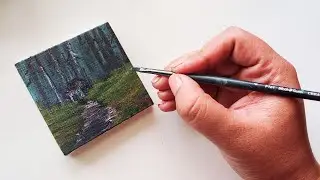 Bob Ross challenge day 45 MINI canvas Time lapse art therapy