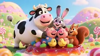 Moo Moo Cow and Friends Dance on a Candy Jelly 🌈 | Fun Animal Dance Rhyme for Kids | Nursery Rhymes