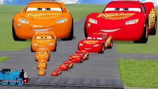 Big & Small Colors Lightning Mcqueens vs Trains Thomas| BeamNG.Drive