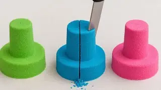 Asmr Satisfying Sand Cutting | Beautiful Magical Sand Pink Blue And Green.#asmr 