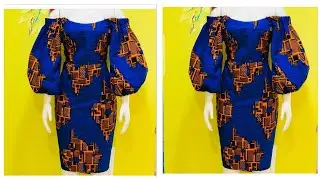 How to cut OFFSHOULDER GOWN || with Elastic Bishop sleeves ||