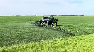 Spraying Moddus on Synergy Barley June 2024 with John Deere 612R