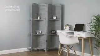 Hartleys 4 Panel Grey Shabby Chic Room Divider