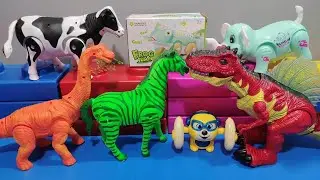wow!!  elephant cow dinosaur monkey and unbox jump frog