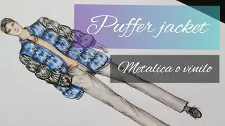 2. Cómo dibujar una Puffer jacket metálica o de vinilo negro