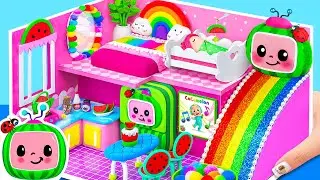 🌈 Build Rainbow Slide COCOMELON Pink House with Bedroom, Cute Doll Stroller ❤️ DIY Miniature House