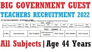 BIG GOVERNMENT PGT TGT GUEST TEACHERS RECRUITMENT 2022 | APPLY ONLINE | AGE 44 YEARS | ALL SUBJECT